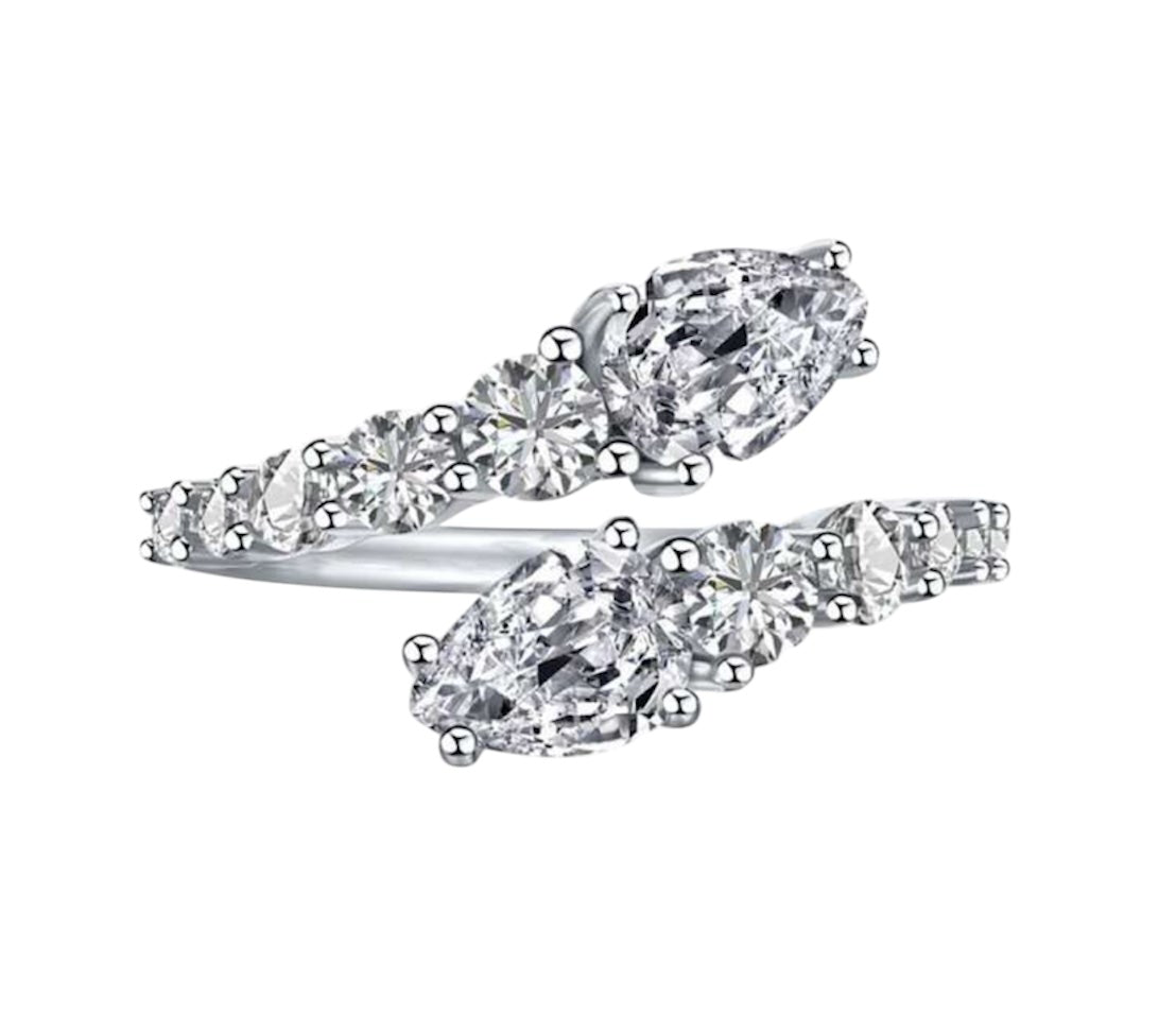 Double snake head ring