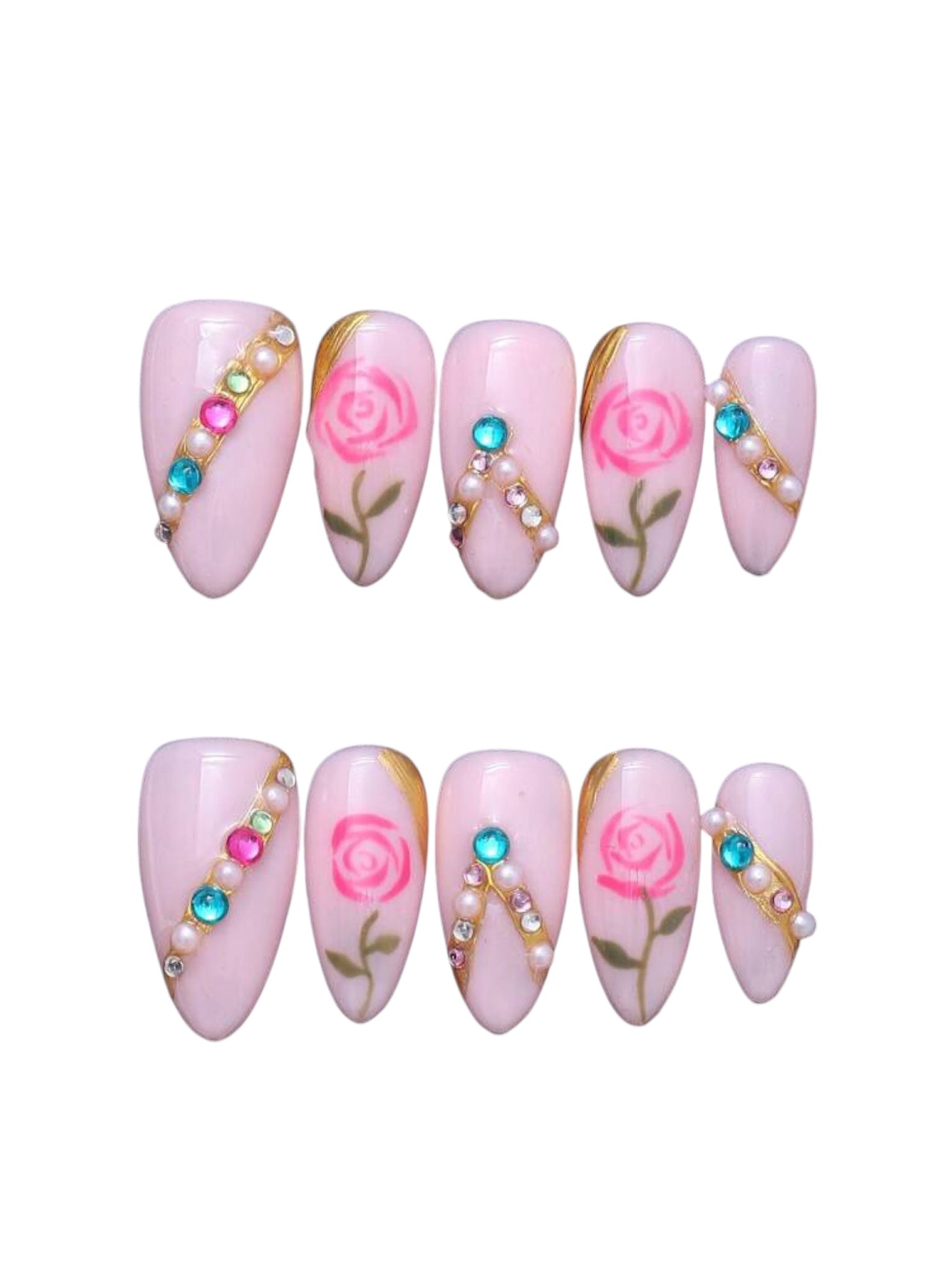 Pink Rose Nails