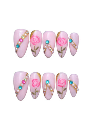 Pink Rose Nails